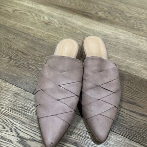 DownEast Taupe Woven Flats Mules